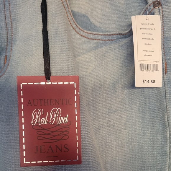 Red Rivet Cuff Jeans - Picture 5 of 6